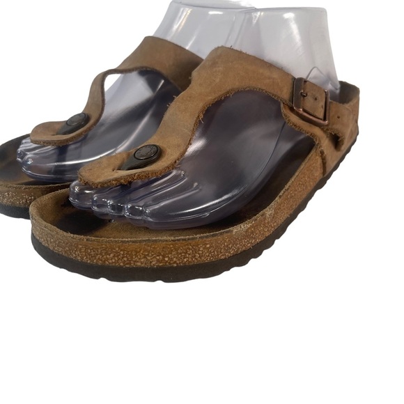 Birkenstock Gizeh Brown Leather Thong Cork Sandals Size 8 Euro 39 - Picture 9 of 14